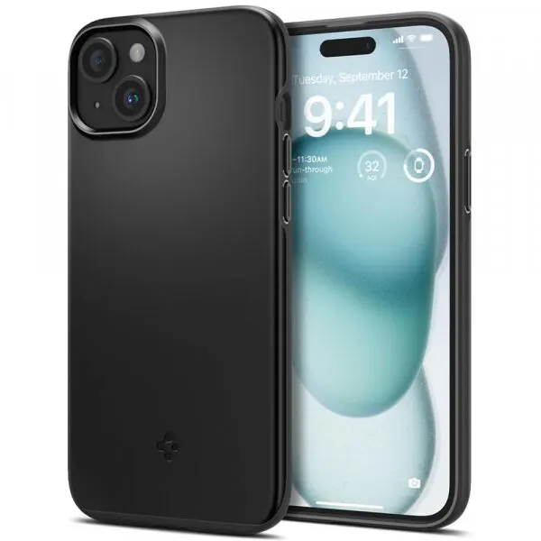 Spigen Husa pentru Apple iPhone 15, Spigen, Thin Fit, Neagra ACS06776