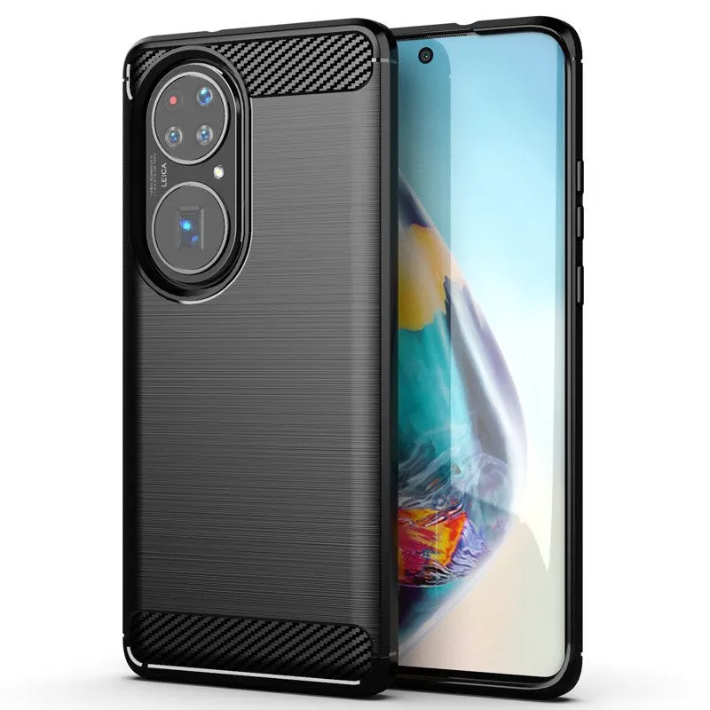 Husa de Protectie pentru Huawei P50 Pro, Flippy, Protectie 360, din TPU cu element de Carbon, Anti Alunecare, 1.8 mm