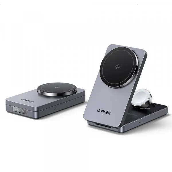 Ugreen Incarcator Retea Wireless UGREEN W707 3in1, 25W, 1.67A, Gri