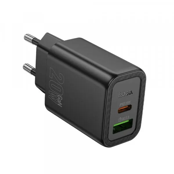 HOCO Incarcator Retea HOCO N61, 20W, 3A, 1 x USB-A - 1 x USB-C, Negru