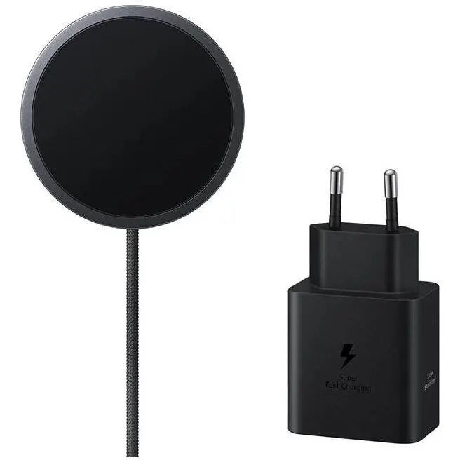 Samsung Incarcator Magnetic Wireless Samsung, rapid Qi2, 25W, cu incarcator retea 45W, Negru