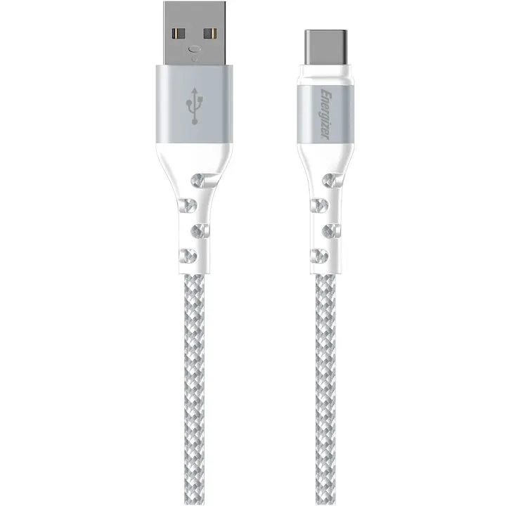 Energizer Cablu de date Energizer C520CKWH, USB-A la USB-C, nylon, lungime 2 m, Alb
