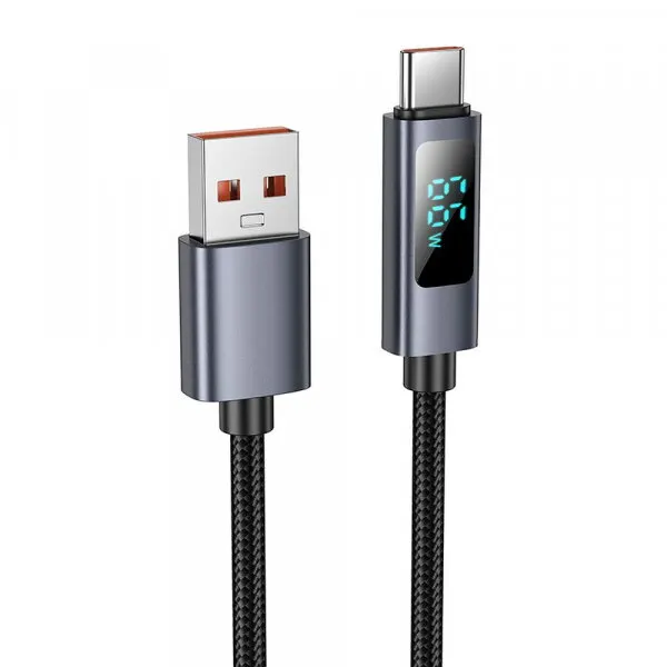 HOCO Cablu Date si Incarcare USB-A - USB-C HOCO Display X112, 100W, 1m, Negru