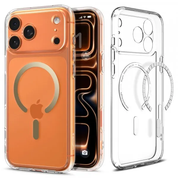 Spigen Husa MagSafe pentru Apple iPhone 17 Pro Max, Spigen, Ultra Hybrid, Aurie Transparenta ACS10284
