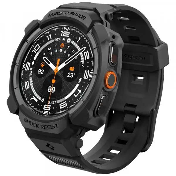 Spigen Husa Spigen Rugged Armor Pro pentru Samsung Galaxy Watch Ultra2, Neagra Mata ACS11612