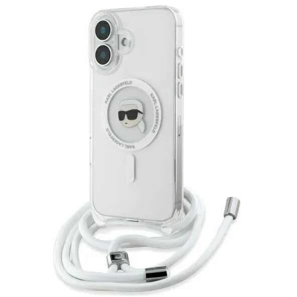 Karl Lagerfeld Husa MagSafe pentru Apple iPhone 16, Karl Lagerfeld, IML Crossbody Karl's Head, Transparenta