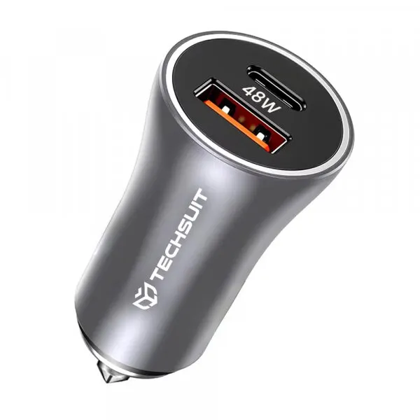 techsuit Incarcator Auto Techsuit C3 RescueVolt, 48W, 3A, 1 x USB-A - 1 x USB-C, Gri