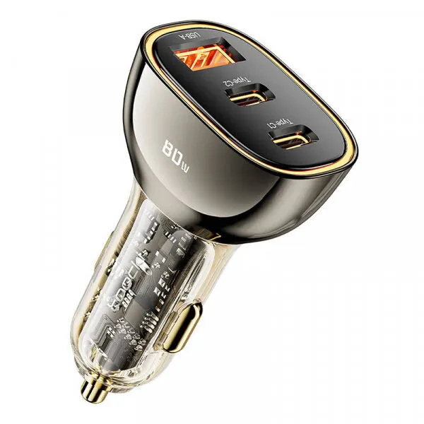 Toocki Incarcator Auto Toocki 2C+A, 80W, 3A, 1 x USB-A - 2 x USB-C, Negru TCC2C 1A-XF01