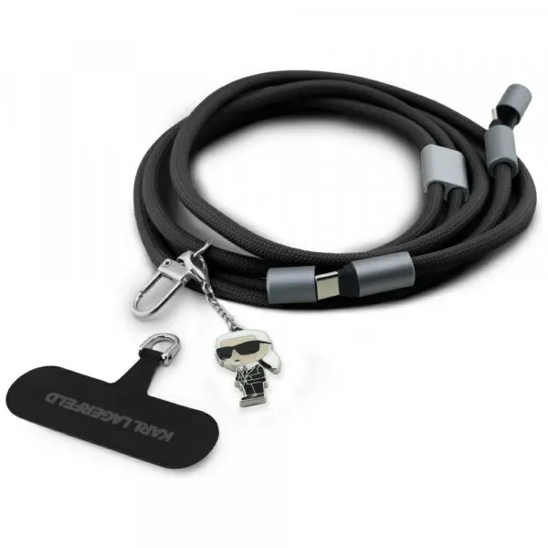 Karl Lagerfeld Cablu Date si Incarcare USB-C - USB-C Karl Lagerfeld Ikonik Charm, 100W, 1.5m, Negru