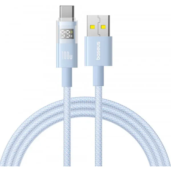 BASEUS Cablu Date si Incarcare USB-A - USB-C Baseus Display 2, 100W, 1m, Albastru P10382701311-00