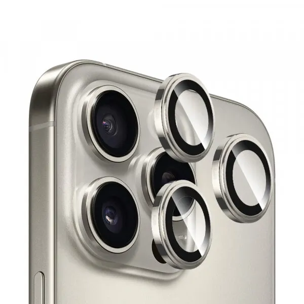 Blueo Folie de protectie Camera Spate Blueo Sapphire Crystal pentru Apple iPhone 16 Pro Max / 16 Pro, Sticla Securizata, Gri Metalic