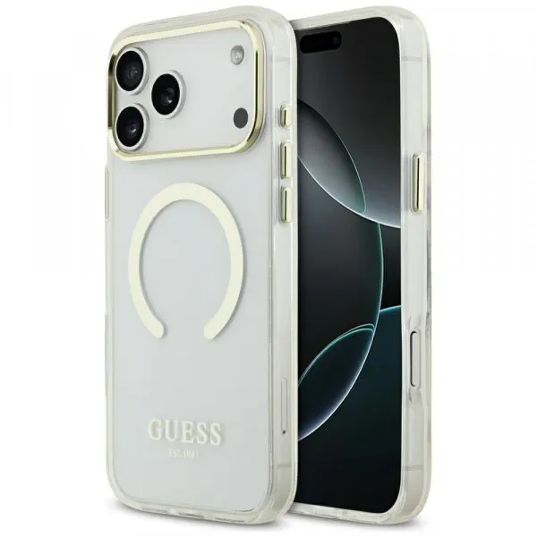 Guess Husa MagSafe pentru Apple iPhone 18 Pro Max, Guess, Metal Outline, Aurie