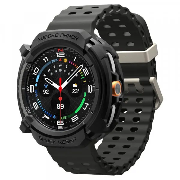 Spigen Husa Spigen Rugged Armor pentru Samsung Galaxy Watch8 Classic, Neagra Mata ACS10012