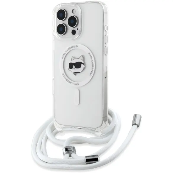Karl Lagerfeld Husa MagSafe pentru Apple iPhone 16, Karl Lagerfeld, IML Crossbody Choupette's Head with Strap, Transparenta