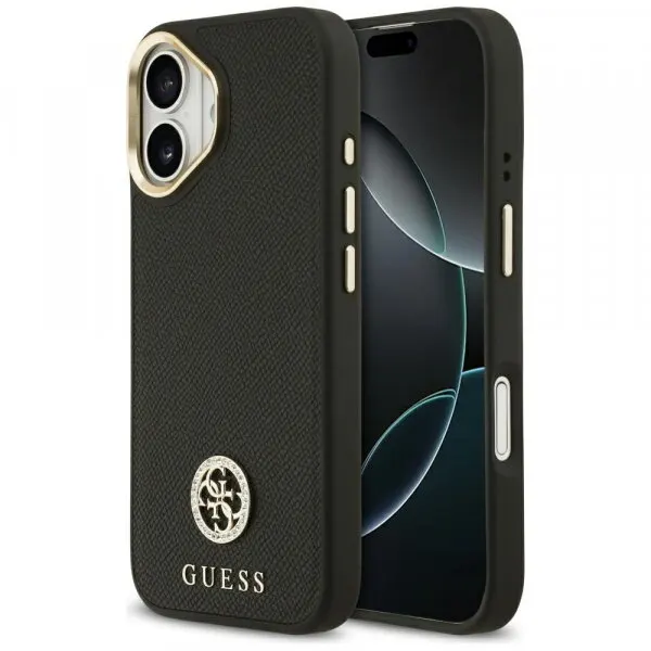 Guess Husa MagSafe pentru Apple iPhone 17, Guess, Grained Strass Logo, Neagra