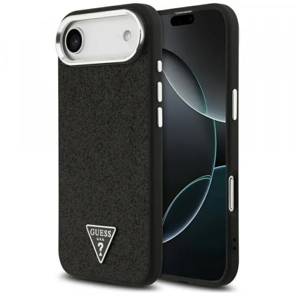 Guess Husa MagSafe pentru Apple iPhone 17 Air, Guess, Glitter Triangle Logo, Neagra