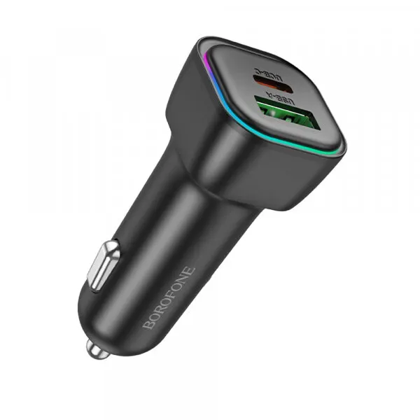 Borofone Incarcator Auto Borofone BZ28A Trophie, 30W, 3A, 1 x USB-A - 1 x USB-C, Negru