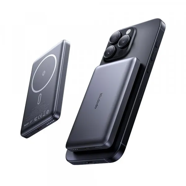 Mcdodo Baterie Externa Wireless McDodo MC-4651 Meta, 10000mAh, 20W, PD + FQI, 1 x QI - 1 x USB-C, Neagra