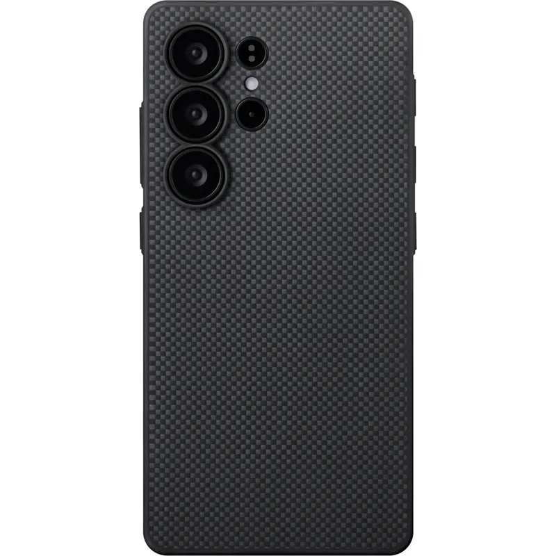 Pitaka Husa Pitaka PIN Button, Aramida, pentru Samsung Galaxy S25 Ultra, Negru/Gri