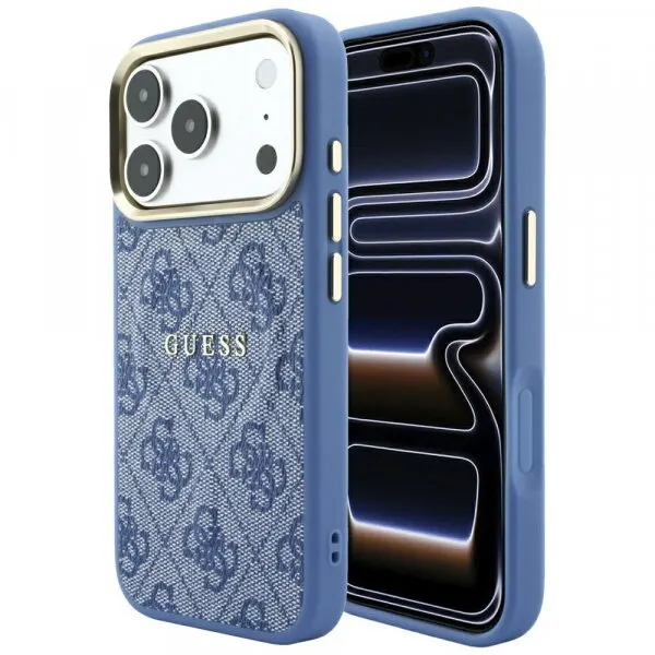 Guess Husa MagSafe pentru Apple iPhone 18 Pro / 17 Pro, Guess, 4G Embossed Classic, Albastra