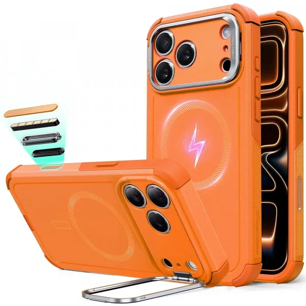 ESR Husa MagSafe pentru Apple iPhone 17 Pro, ESR, Cyber Armor Kickstand, Portocalie