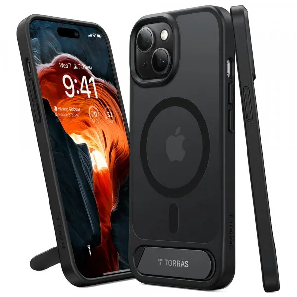 Torras Husa MagSafe pentru Apple iPhone 15, Torras, Pstand, Neagra