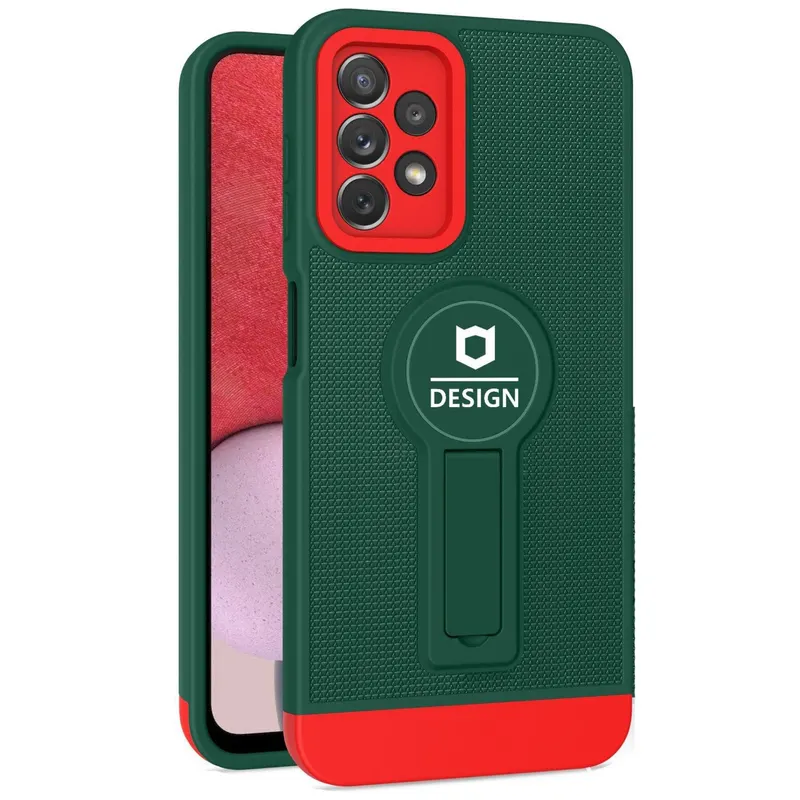 Husa Armor Design cu Stand pentru iPhone 12 Pro, Verde / Rosu, Suport Auto Magnetic
