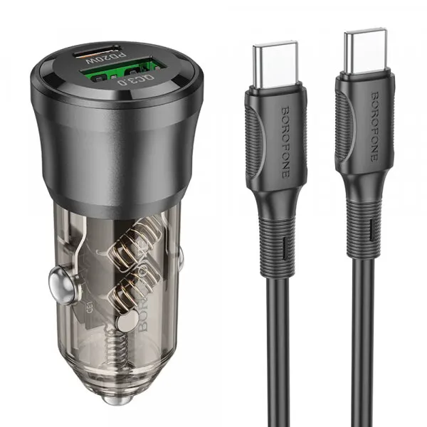 Borofone Incarcator Auto Cu Cablu USB-C Borofone BZ25 Journey, 38W, 3A, 1 x USB-A - 1 x USB-C, Negru