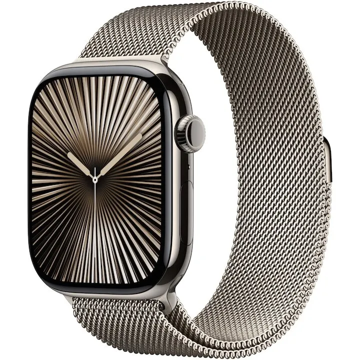 Apple Apple Watch 10, GPS, Cellular, Carcasa Natural Titanium 46mm, Natural Milanese Loop - M/L