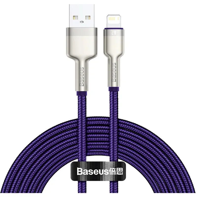 BASEUS Cablu de date Baseus Cafule Metal, Fast Charging, CALJK-B05, USB - Lightning, 2m, Purple