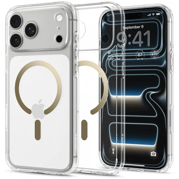 Spigen Husa MagSafe pentru Apple iPhone 18 Pro Max / 17 Pro Max, Spigen, Ultra Hybrid, Aurie Transparenta ACS12120