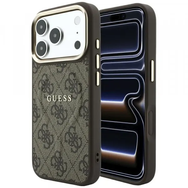 Guess Husa MagSafe pentru Apple iPhone 18 Pro / 17 Pro, Guess, 4G Embossed Classic, Maro