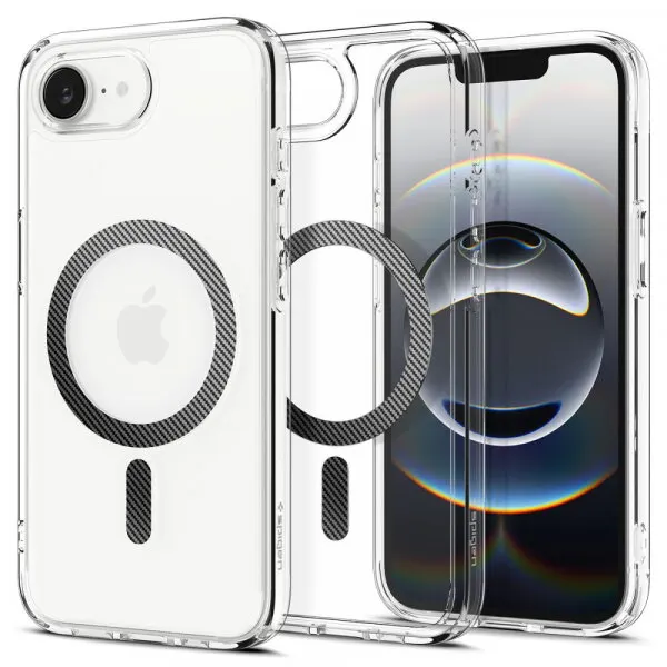Spigen Husa MagSafe pentru Apple iPhone 17e / 16e, Spigen, Ultra Hybrid Carbon, Transparenta ACS09140