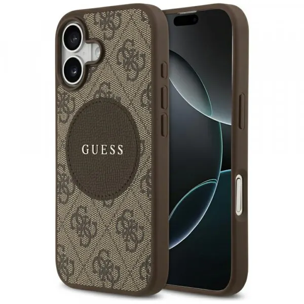 Guess Husa MagSafe pentru Apple iPhone 17, Guess, 4G Circle Classic Logo, Maro