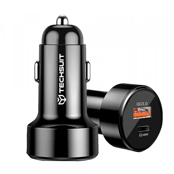 techsuit Incarcator Auto Techsuit TE-P31 Premium, 48W, 3A, 1 x USB-A - 1 x USB-C, Negru