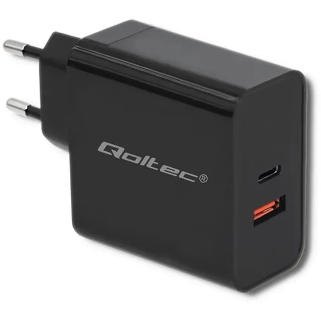 QOLTEC Incarcator Retea Qoltec, 63W, 5-20V, 1,5-3A, USB tip C PD, USB QC 3.0, Negru