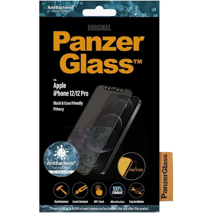 Panzerglass Folie de protectie PanzerGlass din sticla pentru Apple iPhone 12/12 Pro , privacy, Black