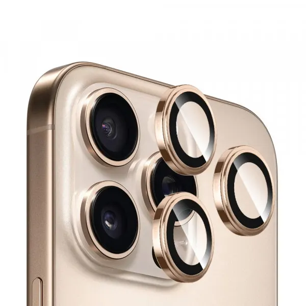 Blueo Folie de protectie Camera Spate Blueo Sapphire Crystal pentru Apple iPhone 14 Pro Max / 14 Pro, Sticla Securizata, Aurie