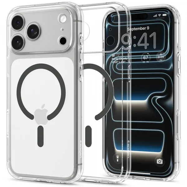 Spigen Husa MagSafe pentru Apple iPhone 18 Pro Max / 17 Pro Max, Spigen, Ultra Hybrid, Gri Transparenta ACS12119