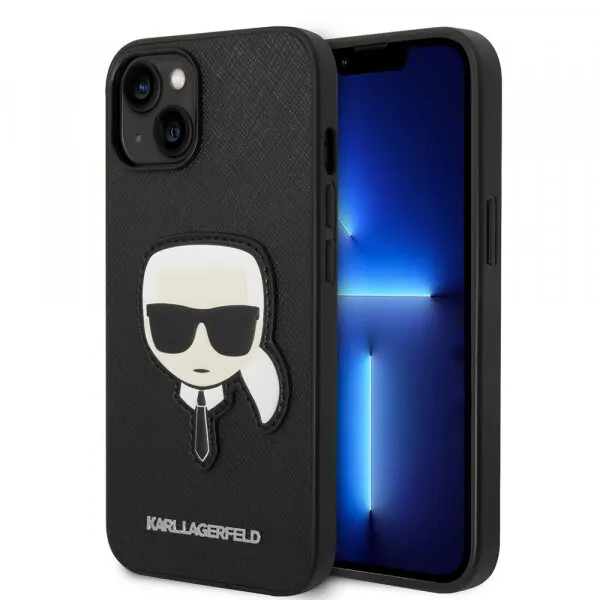Karl Lagerfeld Husa pentru Apple iPhone 14 Plus, Karl Lagerfeld, Saffiano Karl's Head, Neagra