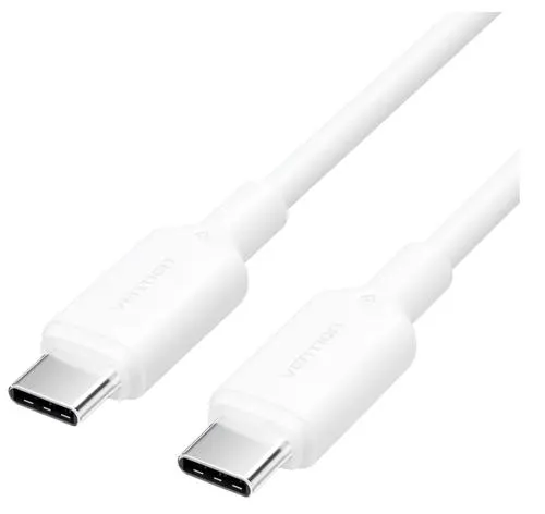 Cablu alimentare si date Vention TRCWF, USB Type-C (T) la USB Type-C (T), 1m, 480 Mbps, 60W, PVC (Alb)