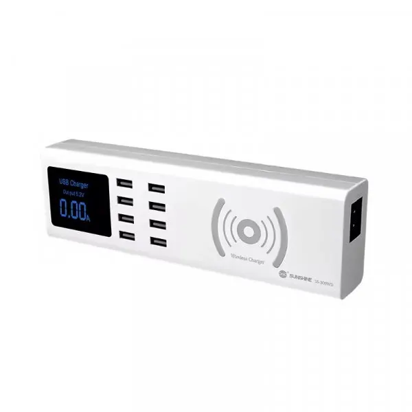 SunShine Incarcator Statie Sunshine SS-309WD QI, 40W, 2.4A, 8 x USB-A, Alb