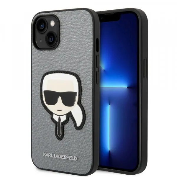 Karl Lagerfeld Husa pentru Apple iPhone 14 Plus, Karl Lagerfeld, Saffiano Karl's Head, Argintie