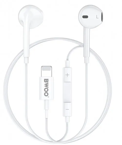 Casti Stereo BWOO BO-HF179, Lightning, Microfon, Alb