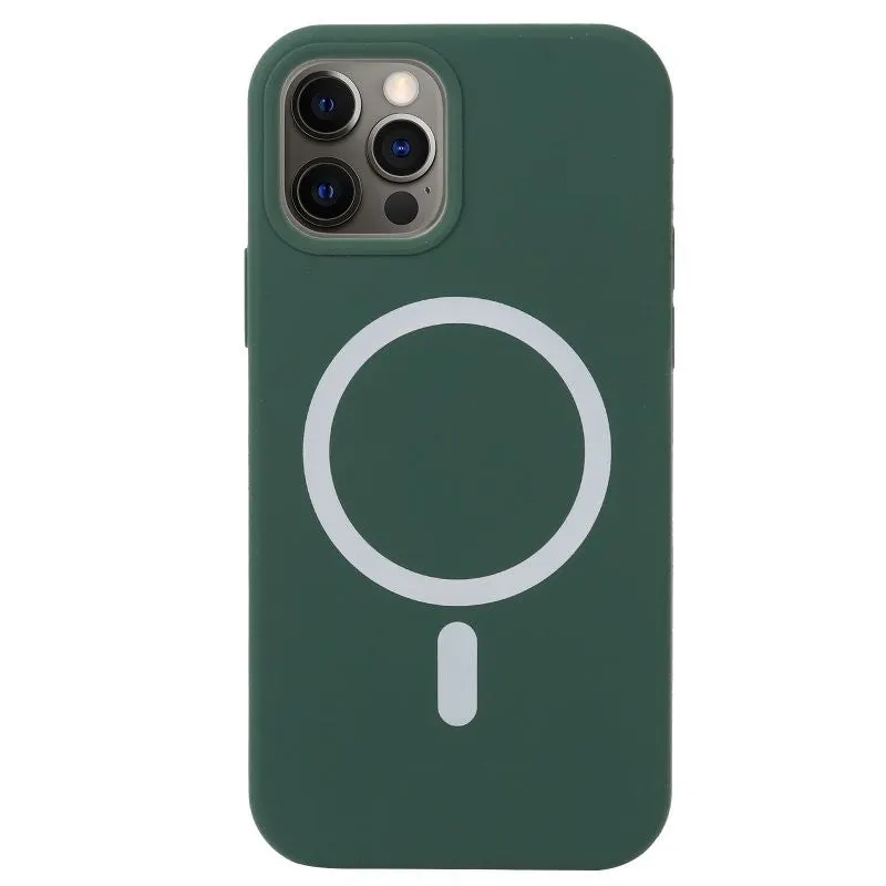 Husa MagSafe liquid large hole magnetic shell pentru Apple iPhone 13 Pro, Full Cover, Liquid Silicone, Magnetica