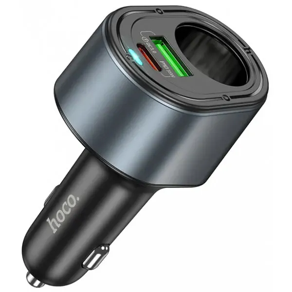 HOCO Incarcator Auto HOCO Z56, 35W, 3A, 1 x USB-A - 1 x USB-C - 1 x Extensie Bricheta, Negru