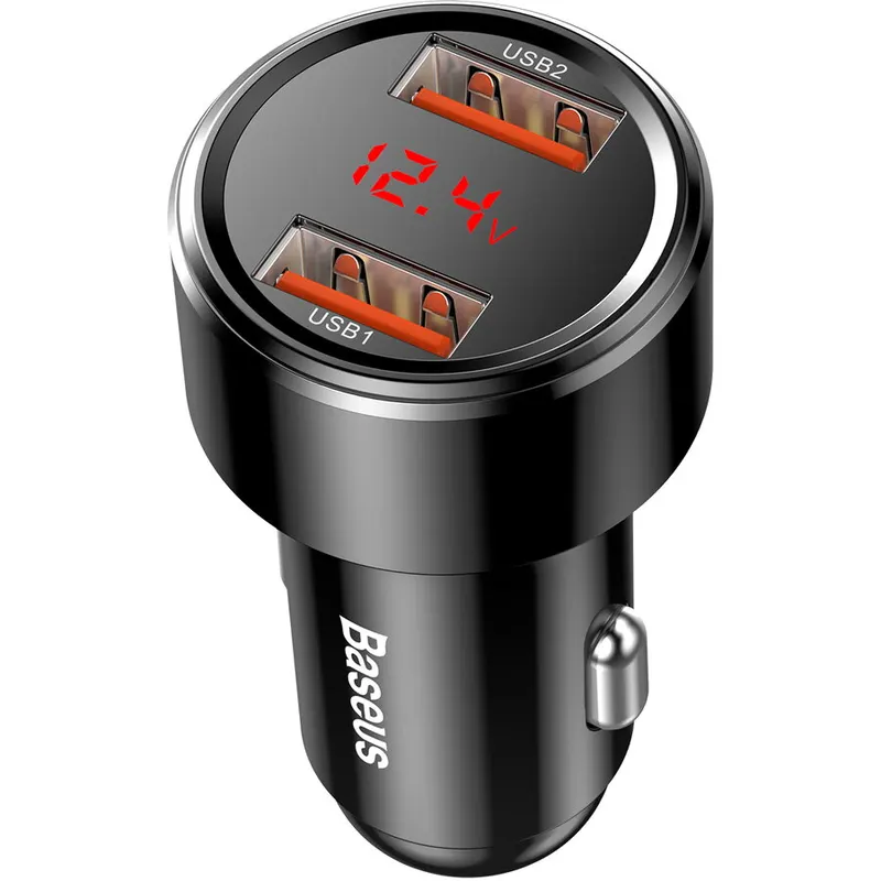 BASEUS Incarcator Auto Baseus Dual Magic Series Quick Charger CCMLC20A-01, Digital display, Output 6A, 45 W, Negru