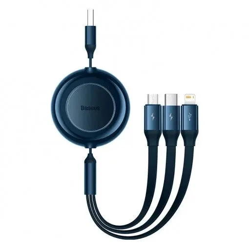 BASEUS Cablu de date Baseus Bright Mirror 2 One-for-three, USB - Lightning/USB-C/micro USB, 1.1m, Blue