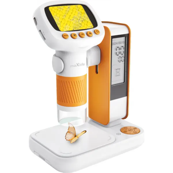 MaXlife Microscop MaXlife MXDM-200, digital cu suport, Portocaliu