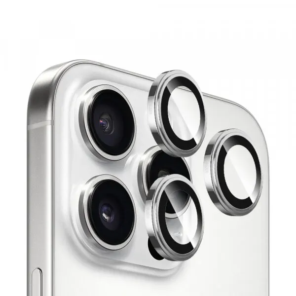 Blueo Folie de protectie Camera Spate Blueo Sapphire Crystal pentru Apple iPhone 16 Pro Max / 16 Pro, Sticla Securizata, Argintie